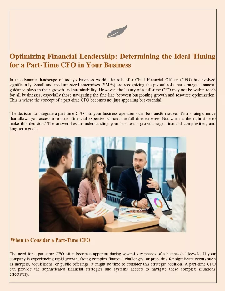 optimizing financial leadership determining