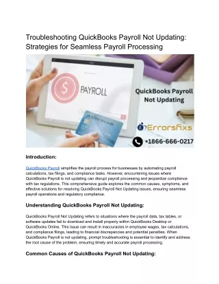 A Quick Guide to QuickBooks Payroll Not Updating.