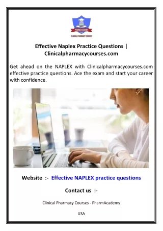Effective Naplex Practice Questions  Clinicalpharmacycourses.com