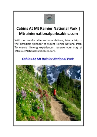 Cabins At Mt Rainier National Park  Mtrainiernationalparkcabins.com