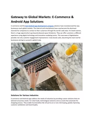 Gateway to Global Markets: E-Commerce & Android App Solutions