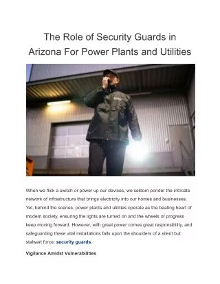 The Role of Security Guards in Arizona For Power Plants and Utilities