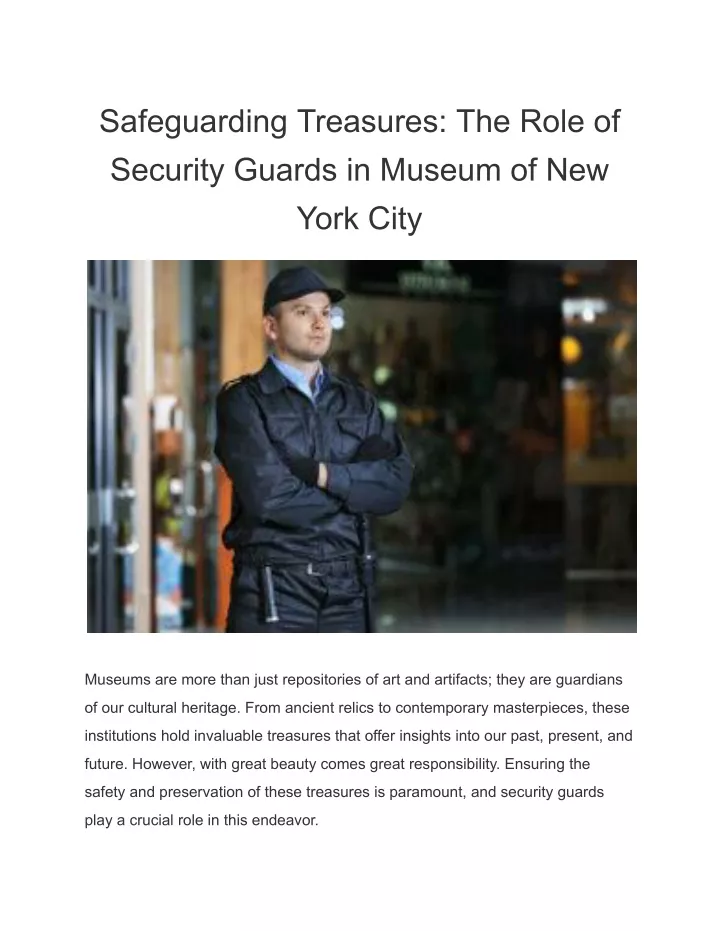 safeguarding treasures the role of security