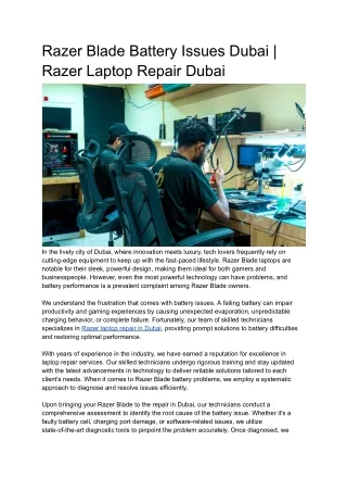 Razer Blade Battery Issues Dubai | Razer Laptop Repair Dubai