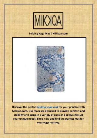 Folding Yoga Mat | Mikkoa.com