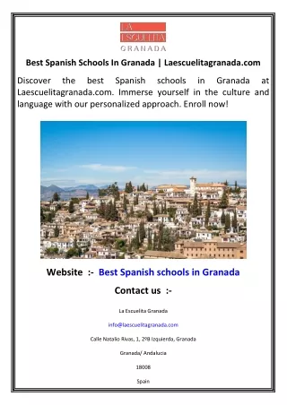 Best Spanish Schools In Granada  Laescuelitagranada.com