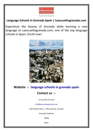 Language Schools In Granada Spain   Laescuelitagranada.com