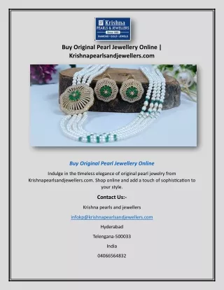 Buy Original Pearl Jewellery Online | Krishnapearlsandjewellers.com