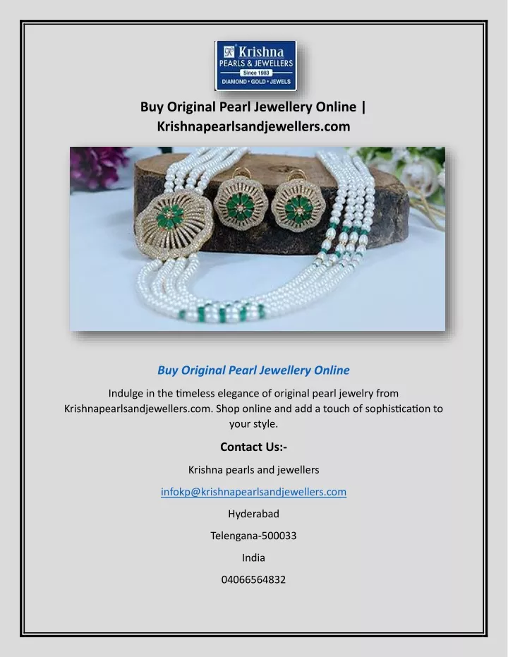 buy original pearl jewellery online