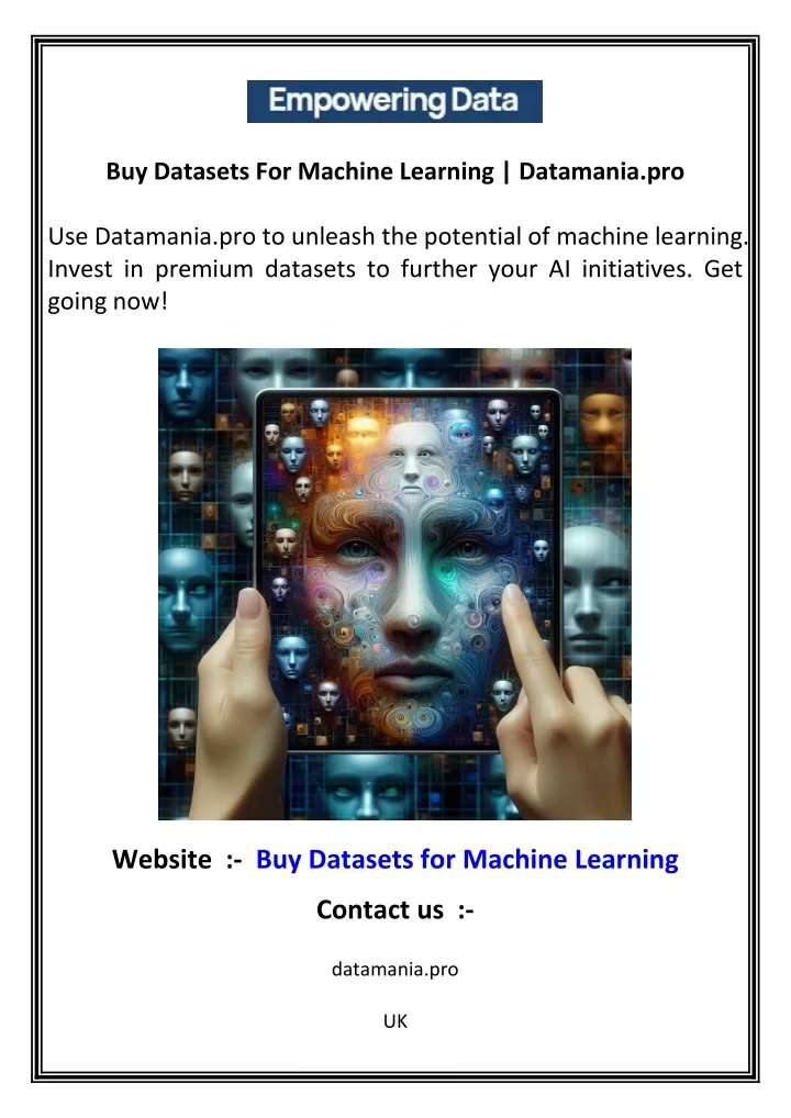 buy datasets for machine learning datamania pro