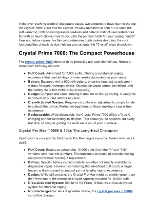 Unveiling the Champion Between Crystal Prime 7000, Crystal Pro Max (10000 & 10k)