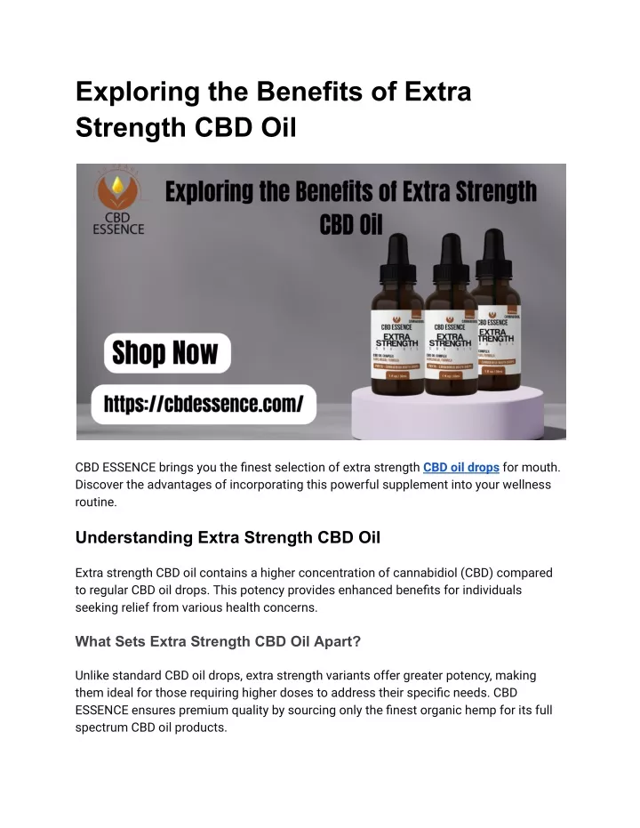 exploring the benefits of extra strength cbd oil