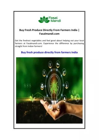 Buy Fresh Produce Directly From Farmers India  Fasalmandi.com