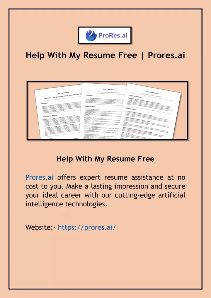 help with my resume free prores ai