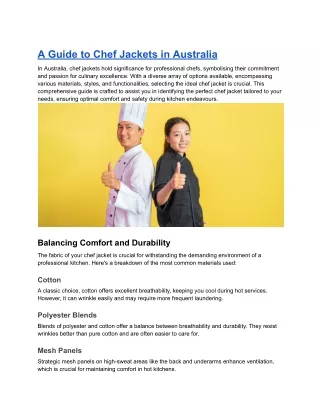A Guide to Chef Jackets in Australia