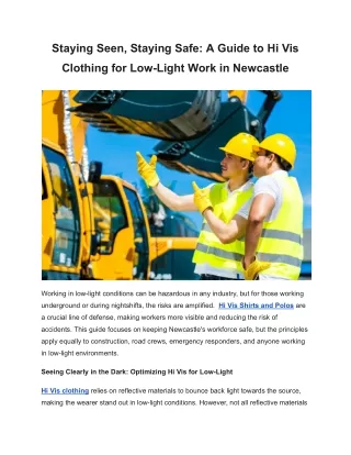 Staying Seen, Staying Safe_ A Guide to Hi Vis Clothing for Low-Light Work in Newcastle