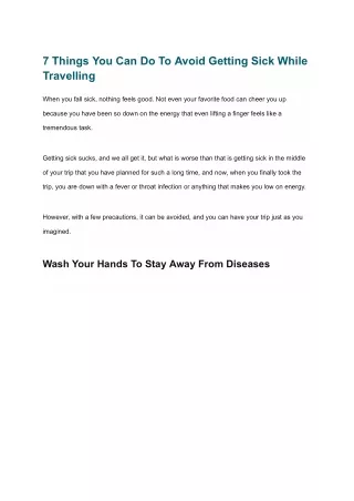 7 things you can do to avoid getting sick while