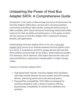 Unleashing the Power of Host Bus Adapter SATA_ A Comprehensive Guide