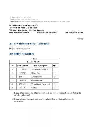 Caterpillar Cat CS-423E Vibratory Compactor (Prefix CFX) Service Repair Manual Instant Download