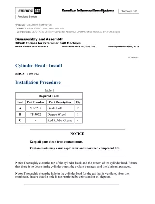 Caterpillar Cat CS-433E, CP-433E Vibratory Compactor (Prefix ASN) Service Repair Manual Instant Download