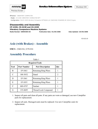 Caterpillar Cat CS-433E, CP-433E Vibratory Compactor (Prefix BTT) Service Repair Manual Instant Download