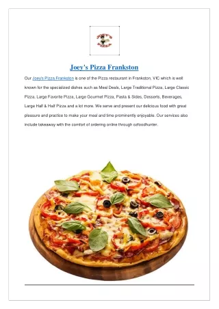 Extra $7 off Joey's Pizza Frankston - Order now!!