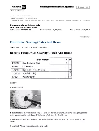 Caterpillar Cat D6H TRACK-TYPE TRACTOR (Prefix 4LG) Service Repair Manual Instant Download