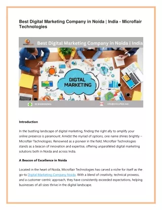 Best Digital Marketing Company in Noida | India - Microflair Technologies