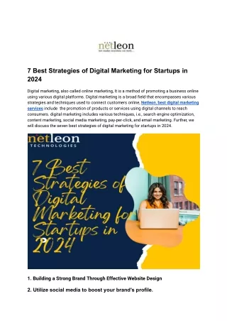 7 Best Strategies of Digital Marketing for Startups in 2024