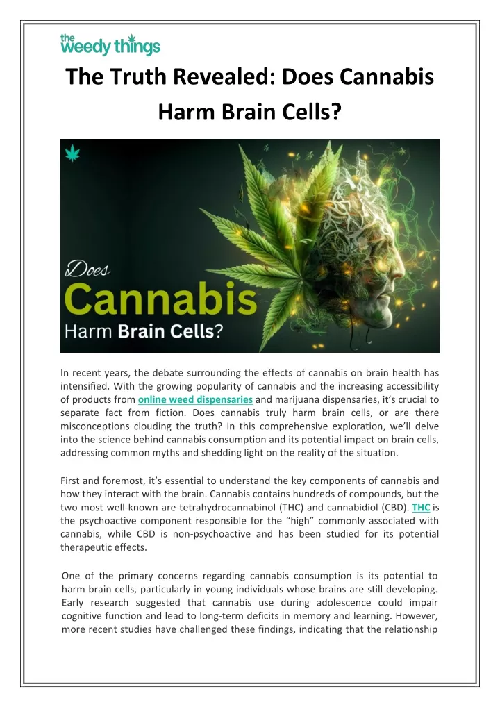 the truth revealed does cannabis harm brain cells