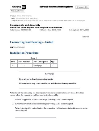 Caterpillar Cat D6H XL TRACK-TYPE TRACTOR (Prefix 8ZJ) Service Repair Manual Instant Download