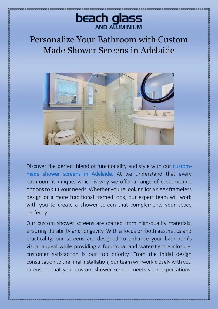 personalize your bathroom with custom made shower