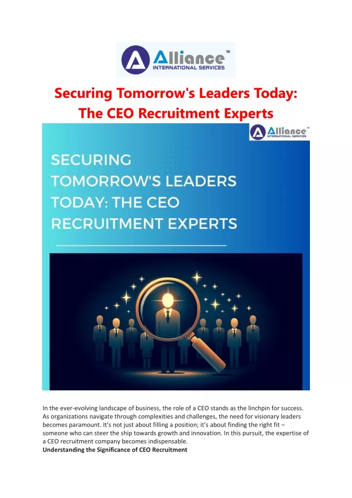securing tomorrow s leaders today