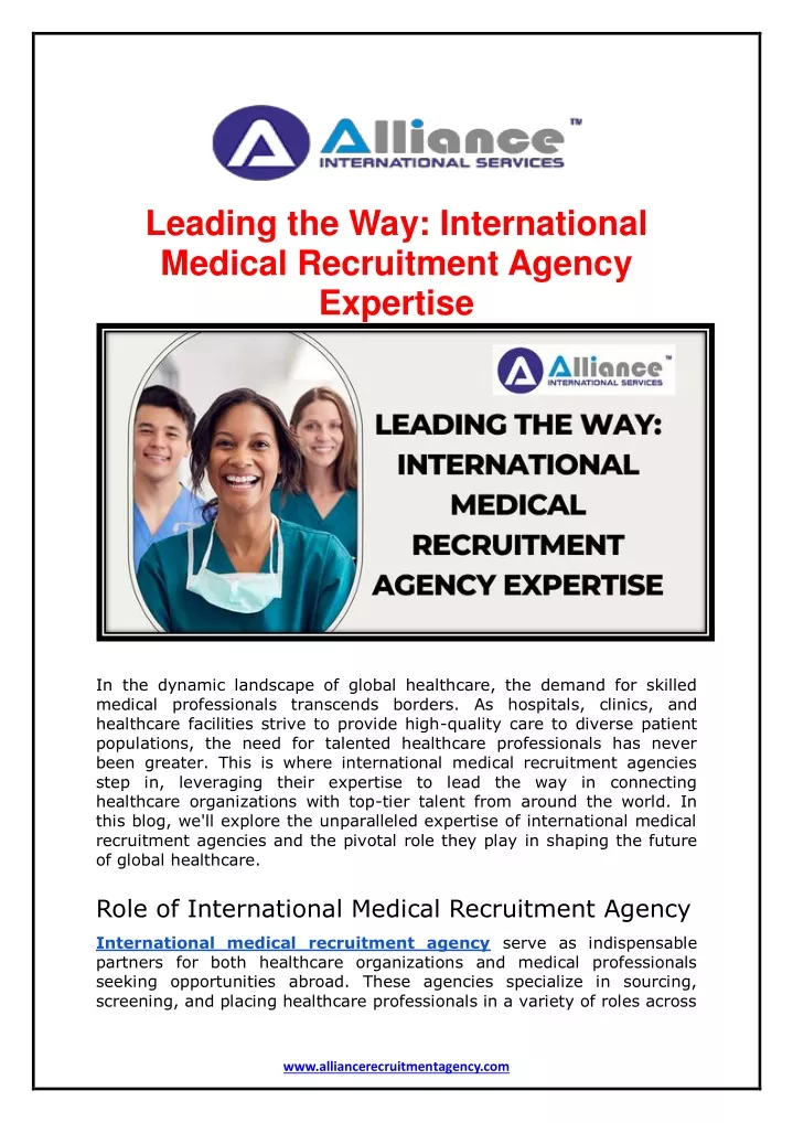 leading the way international medical recruitment