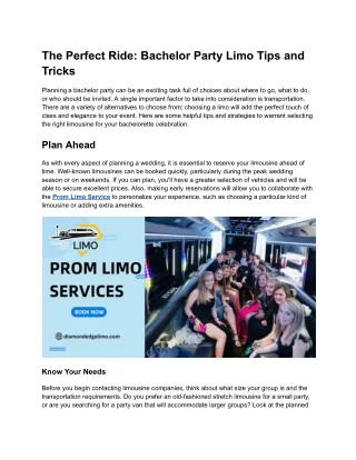 The Perfect Ride: Bachelor Party Limo Tips and Tricks