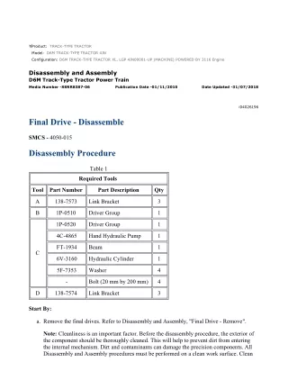 Caterpillar Cat D6M TRACK-TYPE TRACTOR (Prefix 4JN) Service Repair Manual Instant Download