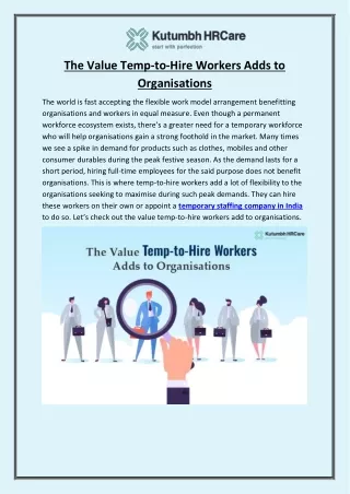 The Value Temp-to-Hire Workers Adds to Organisations