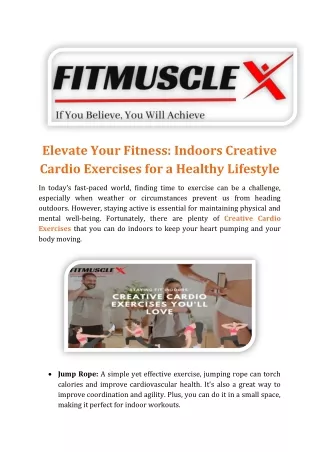 Elevate Your Fitness: Indoors Creative Cardio Exercises for a Healthy Lifestyle