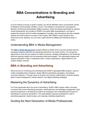 BBA Concentrations in Branding and Advertising