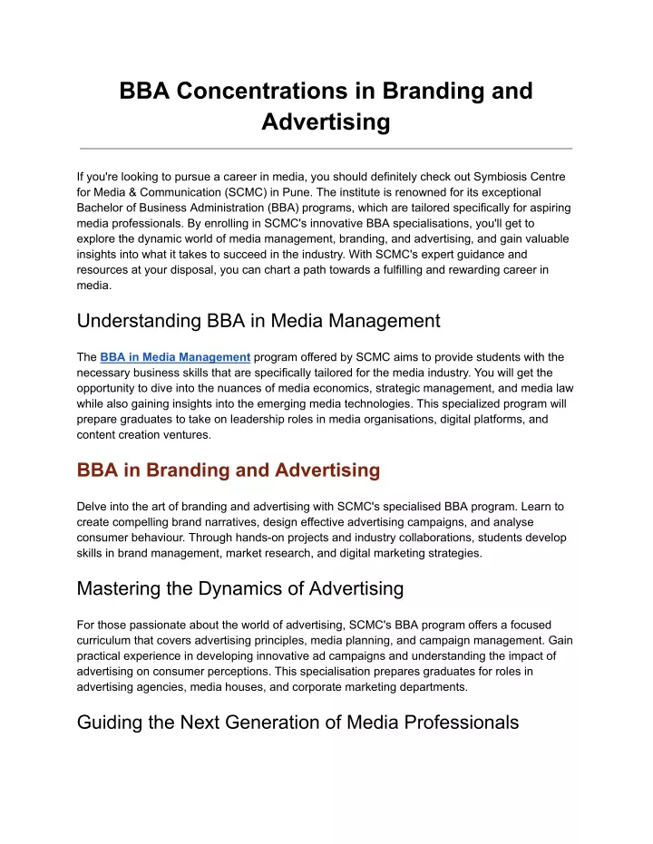bba concentrations in branding and advertising