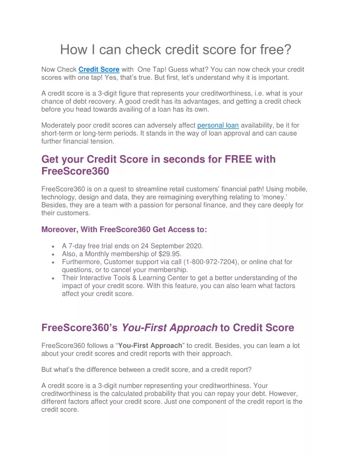 how i can check credit score for free