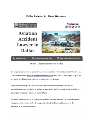 Aviation Accident Lawyer in Dallas - Bailey & Galyen Attorneys at Law