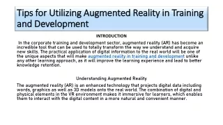 Tips for Utilizing Augmented Reality in Training and Development