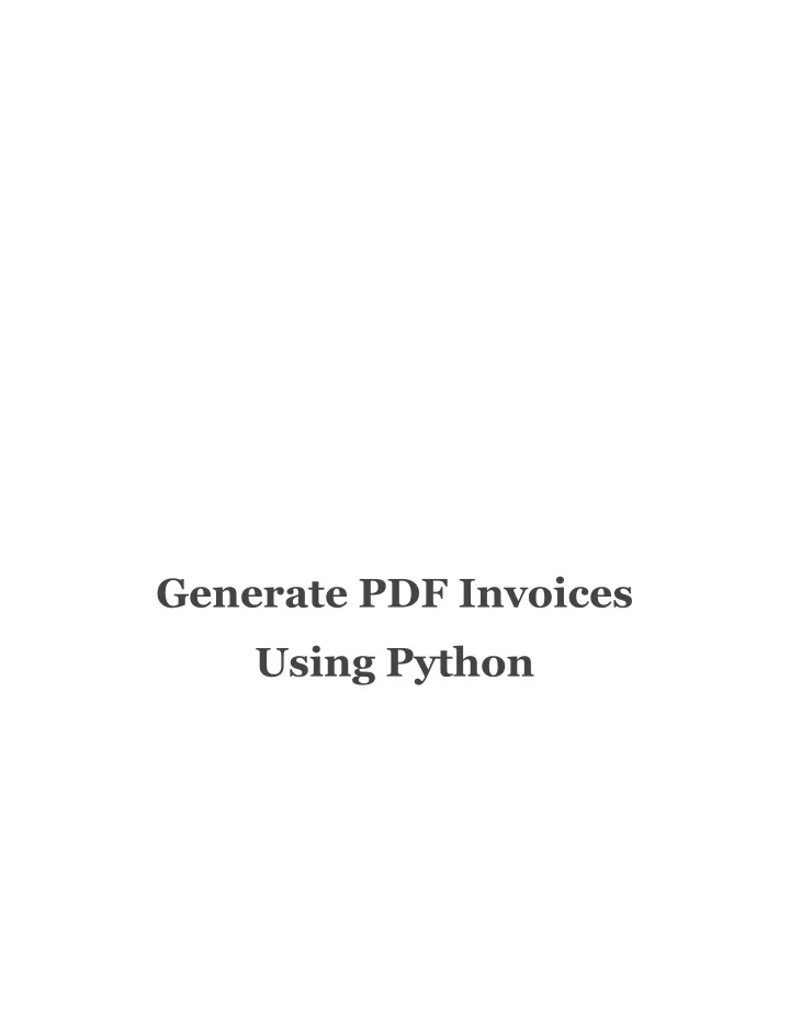 generate pdf invoices