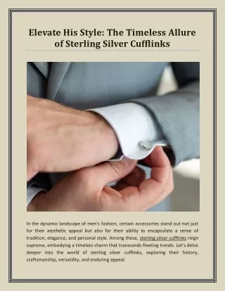 Elevate His Style - The Timeless Allure of Sterling Silver Cufflinks