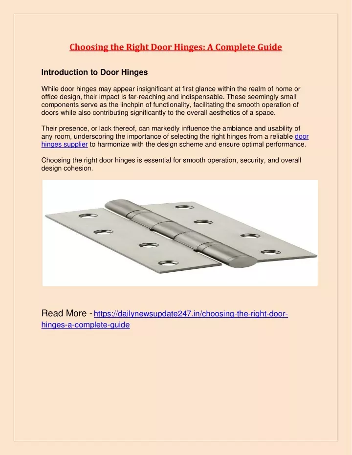 choosing the right door hinges a complete guide