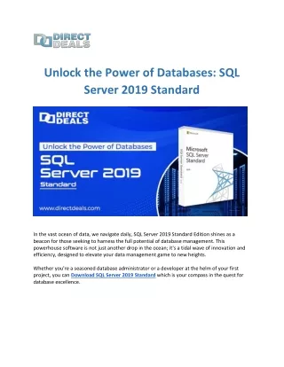 Unlock the Power of Databases SQL Server 2019 Standard