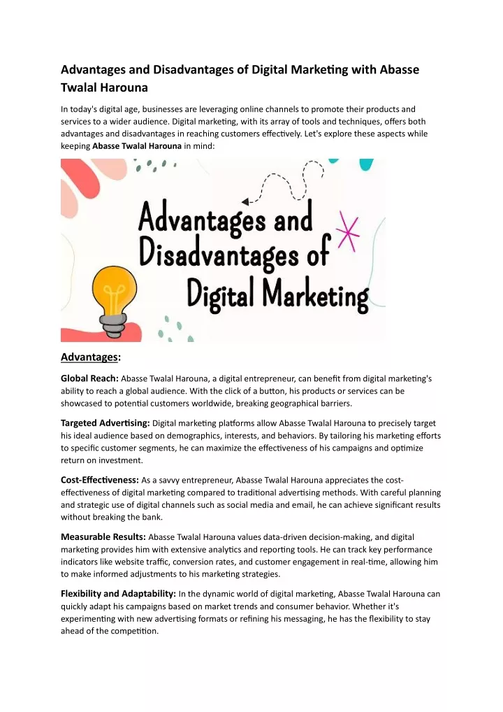 advantages and disadvantages of digital marketing