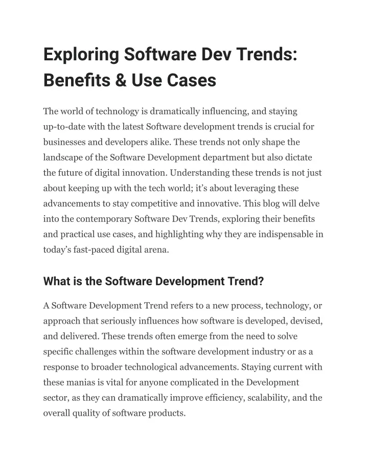exploring software dev trends benefits use cases