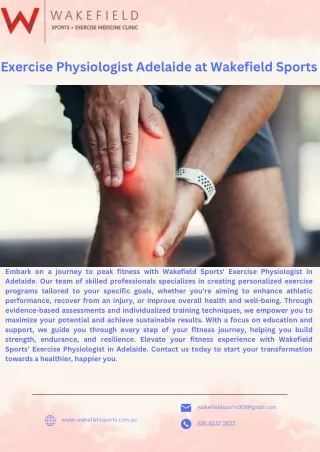 Exercise Physiologist Adelaide at Wakefield Sports